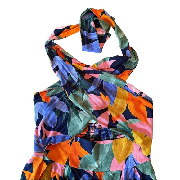 Petal & Pup LeLe Halter Wide Leg Jumpsuit Tropical Print Size Large EUC - Picture 6 of 13